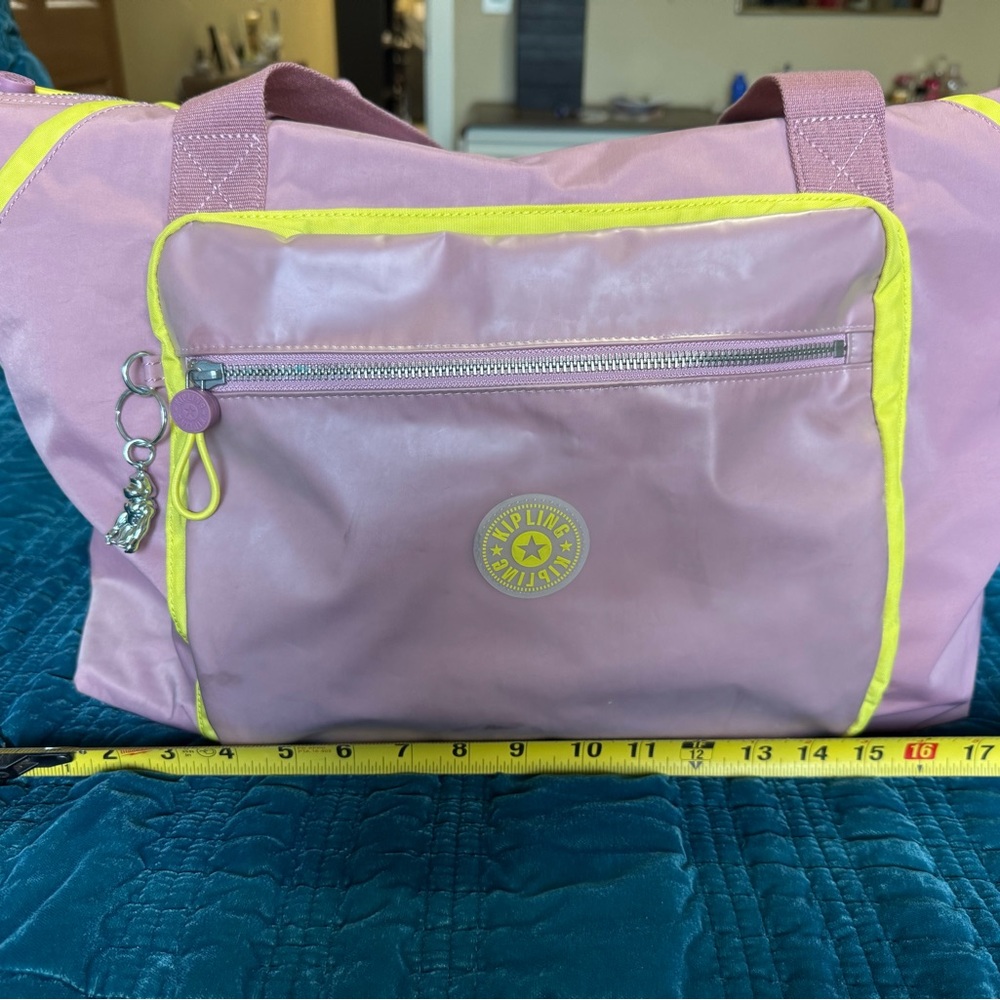 Kipling Two-Tone Pink and Yellow Tote